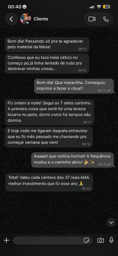 Depoimento WhatsApp 1 - Entrevista de emprego e alívio financeiro